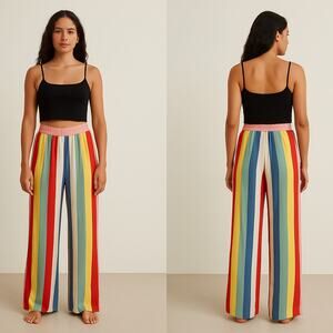 REFORMATION Ascher Pants Rainbow Starburst Striped Crepe Pants in Small
